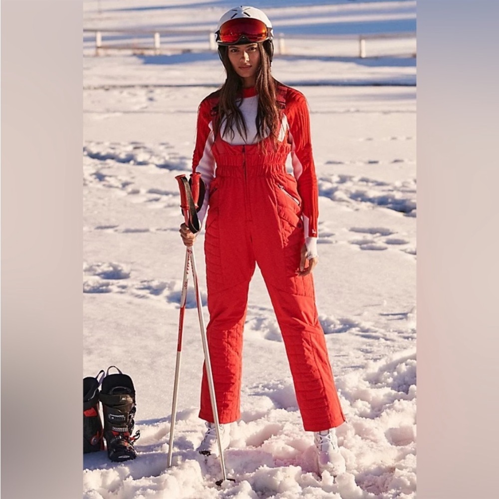 Nwt Free People All Prepped Ski Bibb One Piece Overalls Red Small